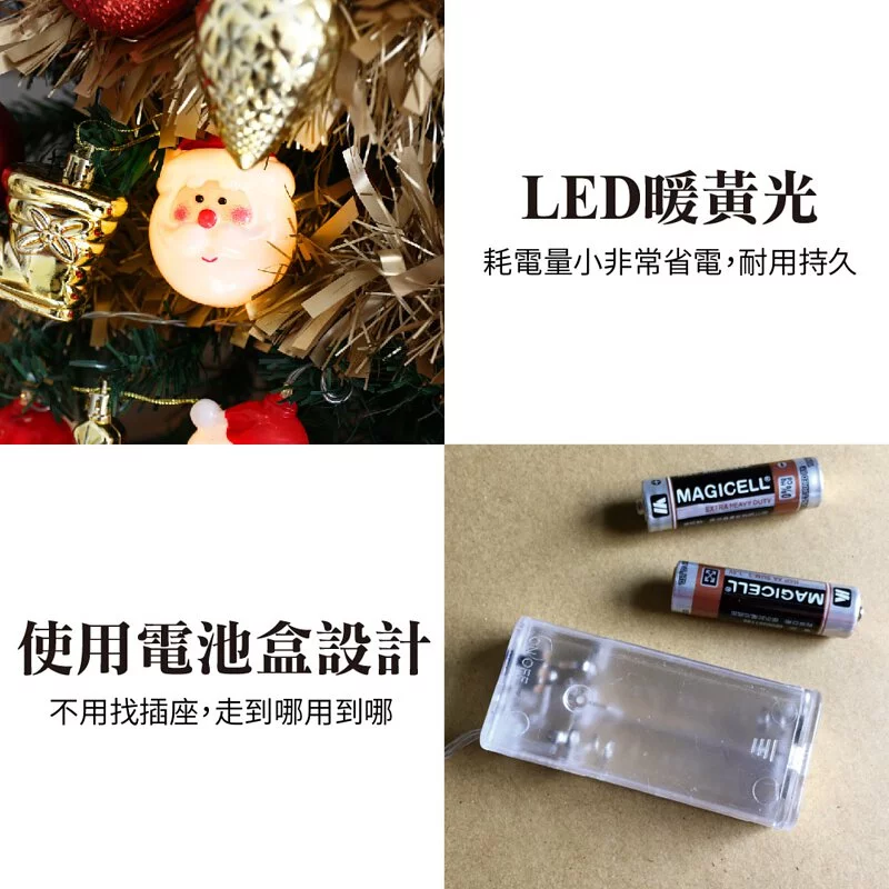 TROMSO - 風格旅程桌上型聖誕樹/含豐盛掛飾及附LED省電造型燈串-聖誕老人 (總長約60cmx直徑約30cm)-總重量約600g