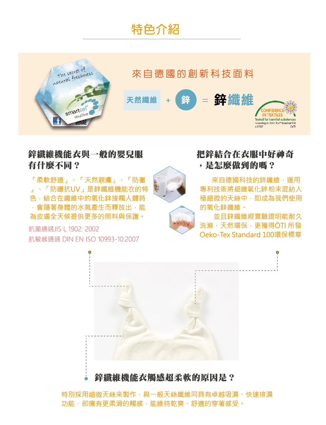 Edenswear 伊登詩 - 鋅纖維抗敏衣系列-小寶寶兔裝-淺粉