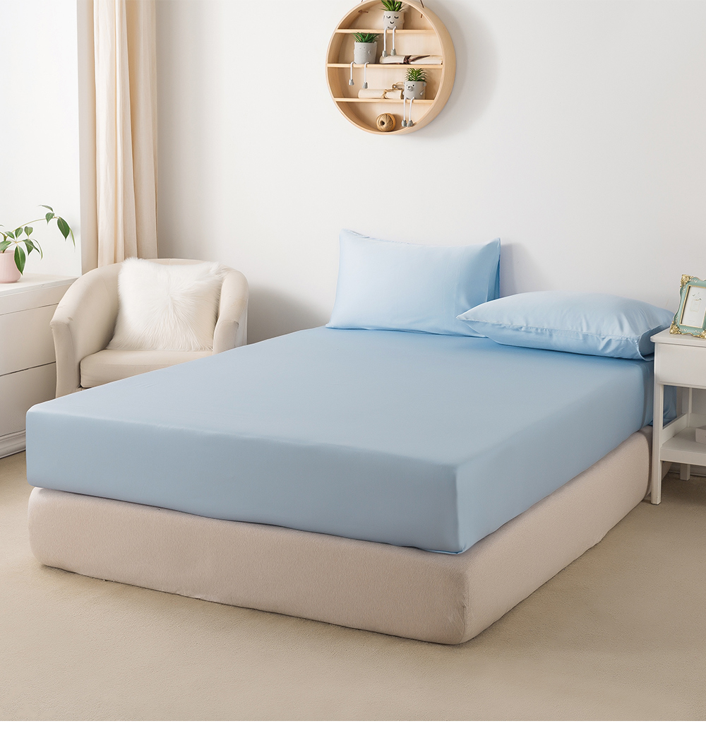 MIGRATORY 媚格德莉 - 60支三件式天絲床包枕套組-淺藍色 (特大(180x210cm))