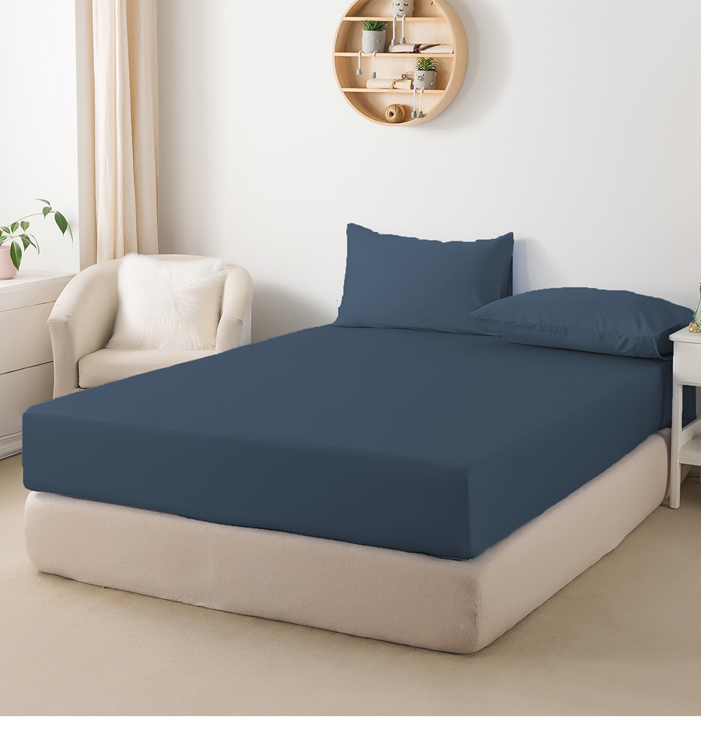 MIGRATORY 媚格德莉 - 60支三件式天絲床包枕套組-深藍色 (加大(180x186cm))