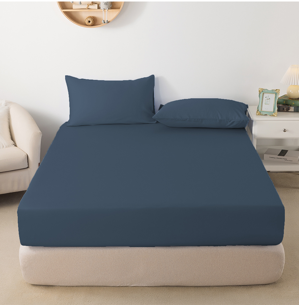 MIGRATORY 媚格德莉 - 60支三件式天絲床包枕套組-深藍色 (加大(180x186cm))