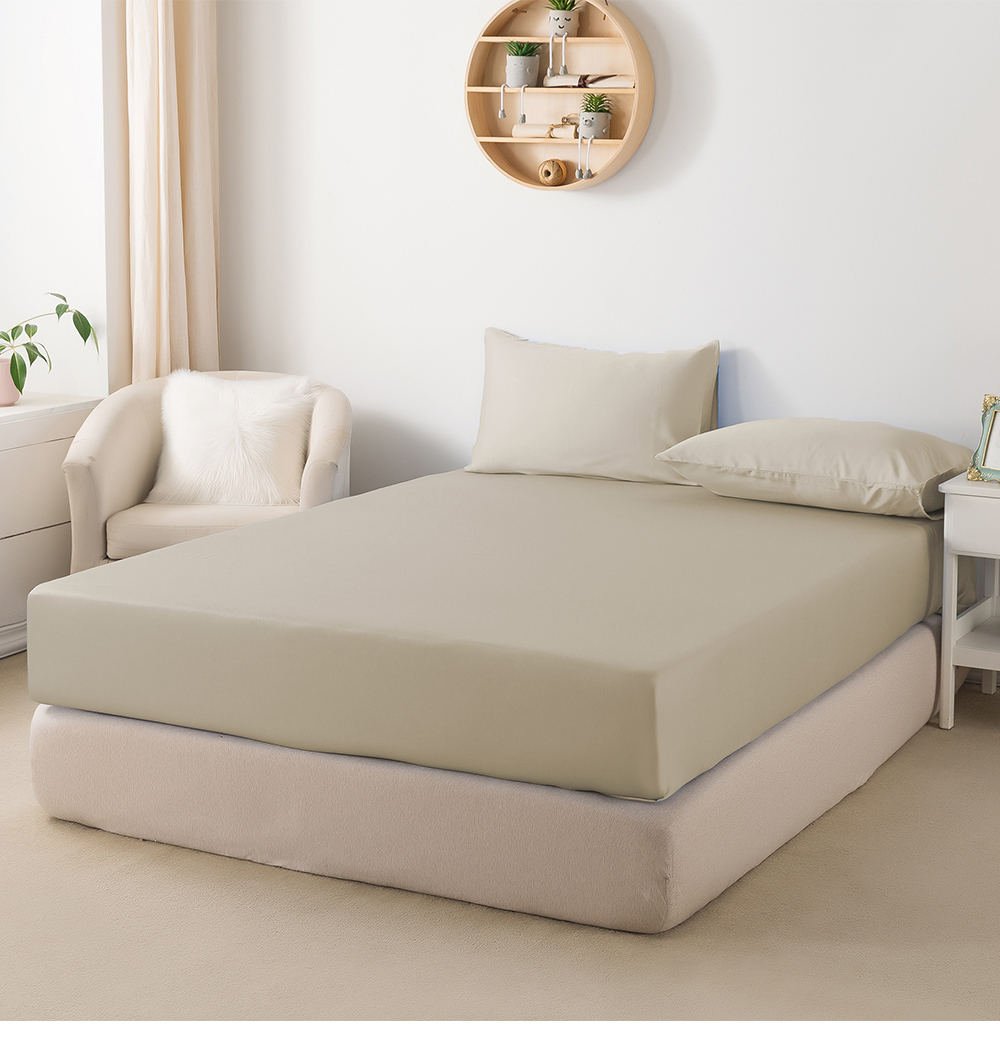 MIGRATORY 媚格德莉 - 60支三件式天絲床包枕套組-淺灰色 (加大(180x186cm))