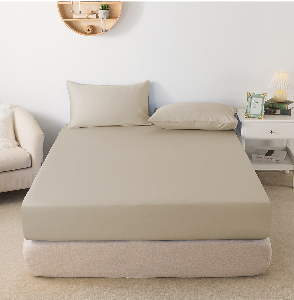 MIGRATORY 媚格德莉 - 60支三件式天絲床包枕套組-淺卡其色 (特大(180x210cm))