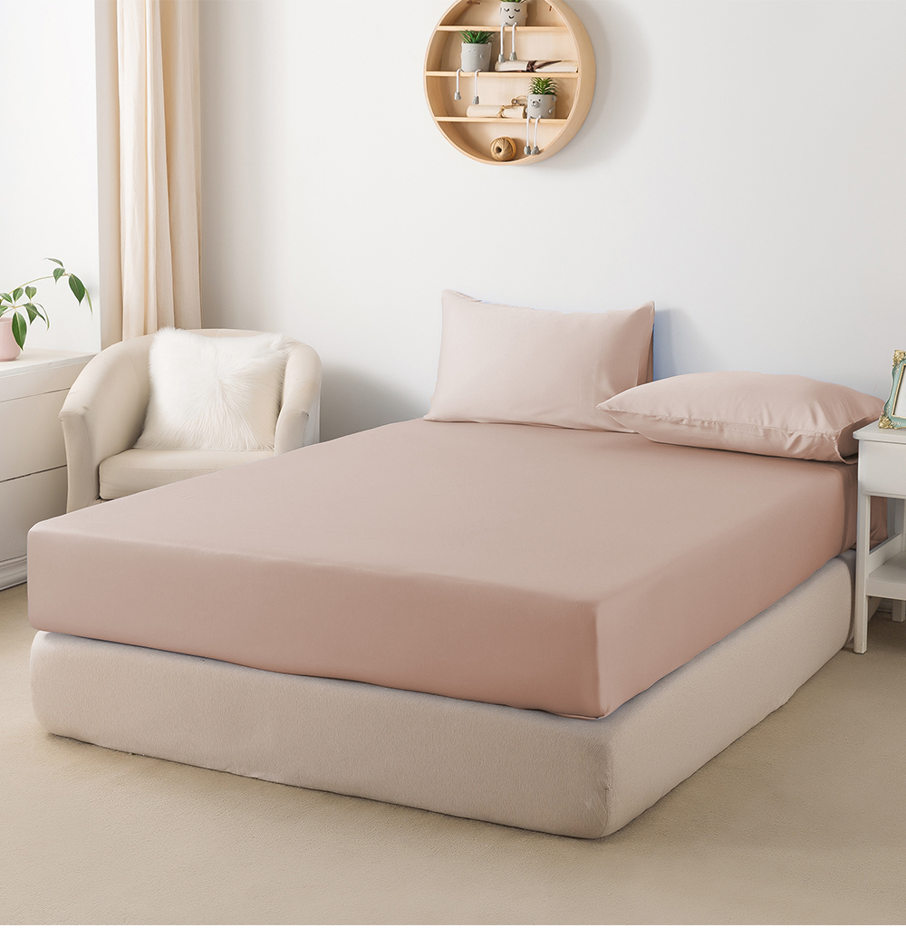 MIGRATORY 媚格德莉 - 60支三件式天絲床包枕套組-粉橘色 (特大(180x210cm))