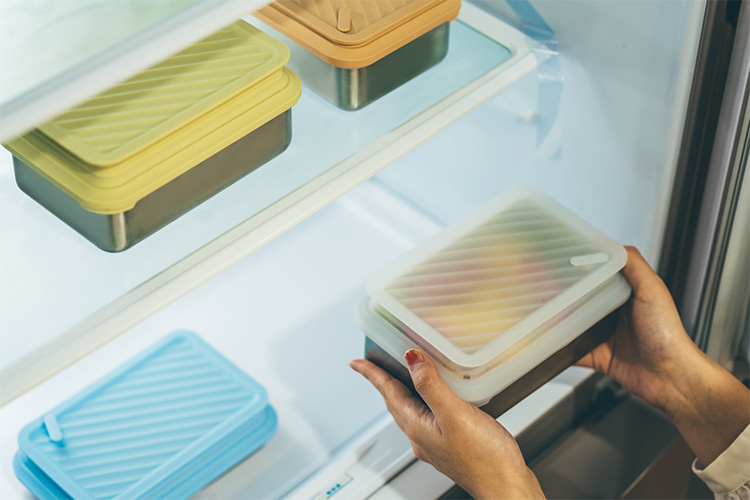 LiFE RiCH - Double Box 可微波304不鏽鋼便當盒/分隔盤/100%白金矽膠專利伸縮上蓋-奶茶裸-801-1000ml