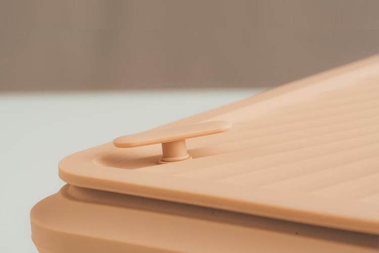 LiFE RiCH - Double Box 可微波304不鏽鋼便當盒/分隔盤/100%白金矽膠專利伸縮上蓋-奶茶裸-801-1000ml