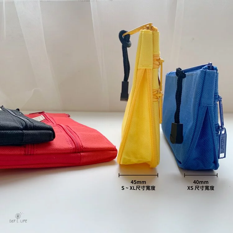 理理 liil - 紋理三拉鍊收納文件袋/筆袋-風鈴藍 (XS-200x90x40mm)