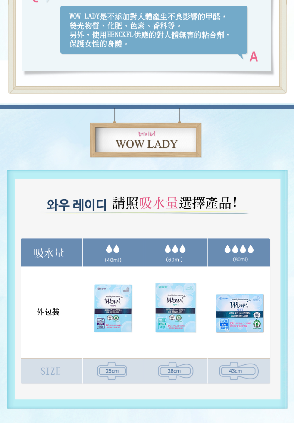 韓國東星 DONGSUNG - WOW LADY純棉吸水棉-(經期衛生棉/漏尿) 20片 (28cm)-60ml