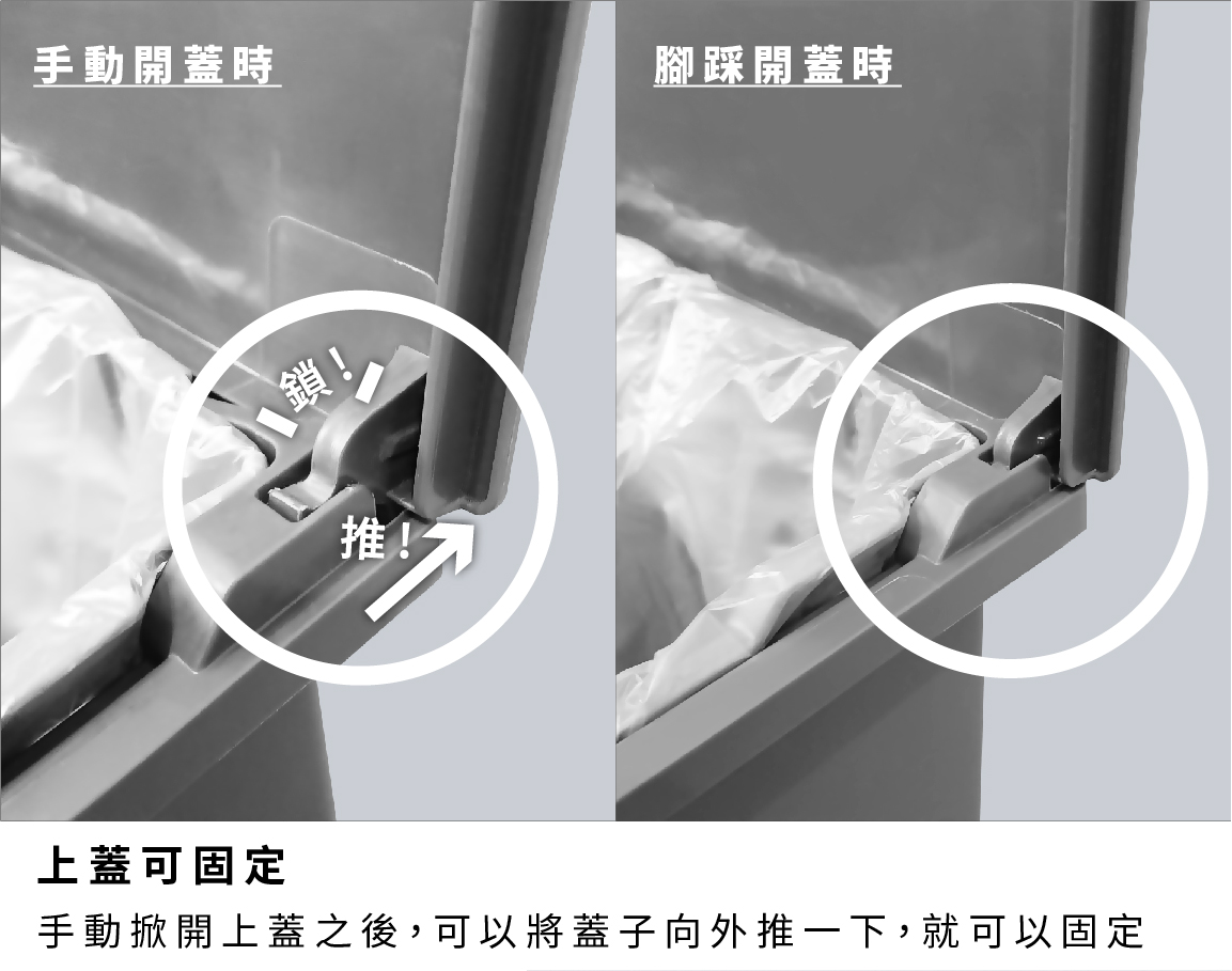 日本 RISU - (H&H系列)踩踏對開分類垃圾桶 20L-灰色