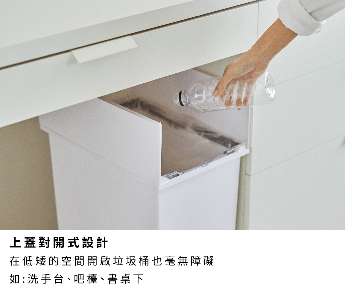 日本 RISU - (H&H系列)踩踏對開分類垃圾桶 20L-灰色