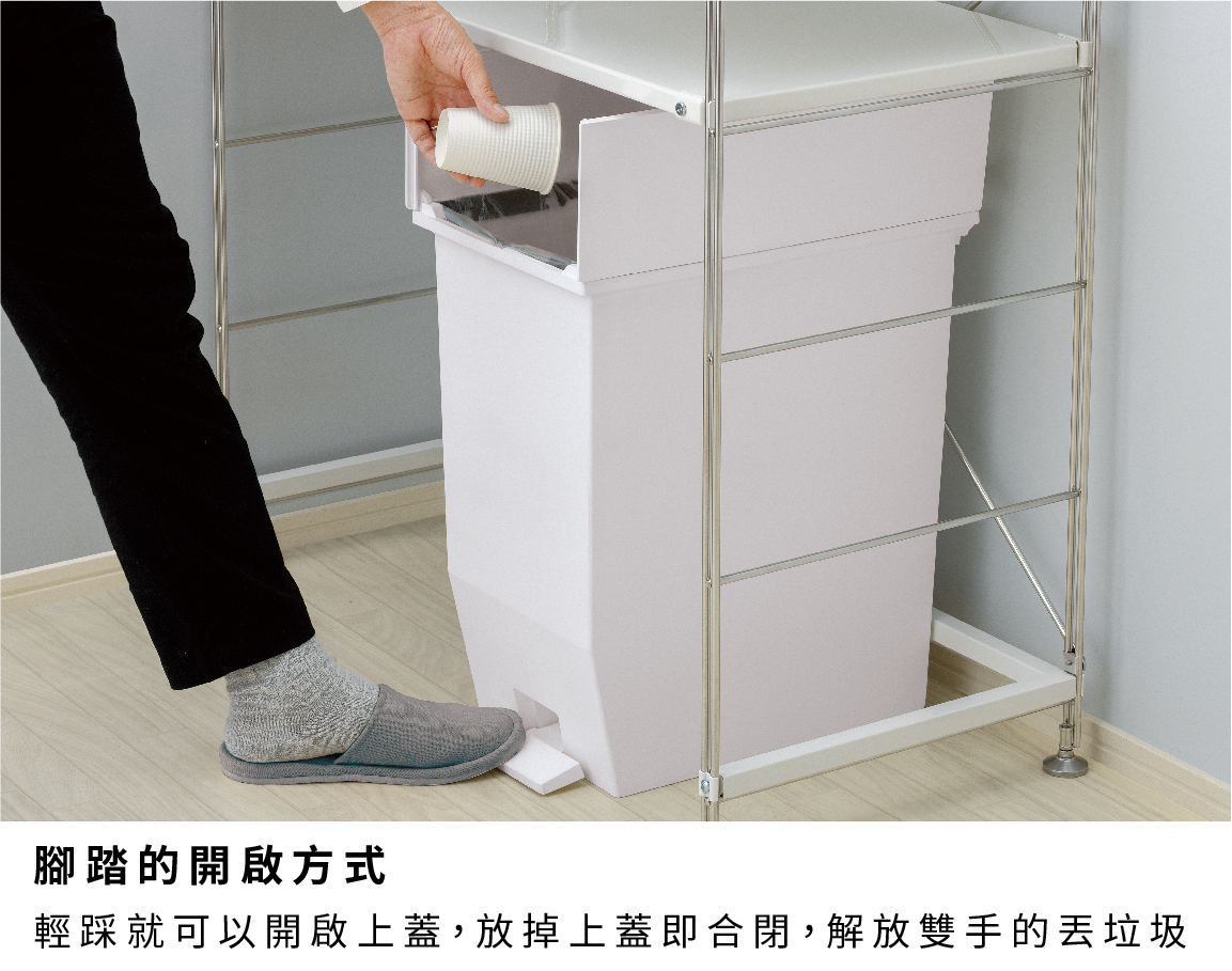 日本 RISU - (H&H系列)踩踏對開分類垃圾桶 35L-灰色
