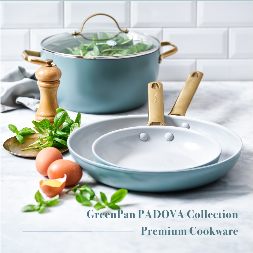 比利時 GreenPan - PADOVA系列18cm不沾鍋單柄湯鍋 湖水綠 附玻璃蓋