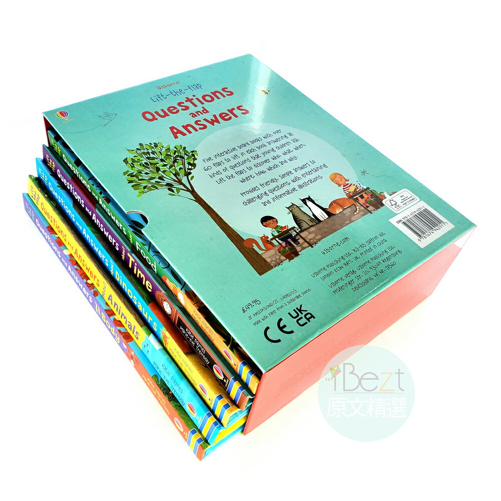 Usborne Lift-the-flap Question And Answers Box Set(5 Books) | 翻翻書 | 機關 | 進口 | 原文 | 恐龍 | 食物 | 身體 | 時間 | 動物 | 套書 | 2