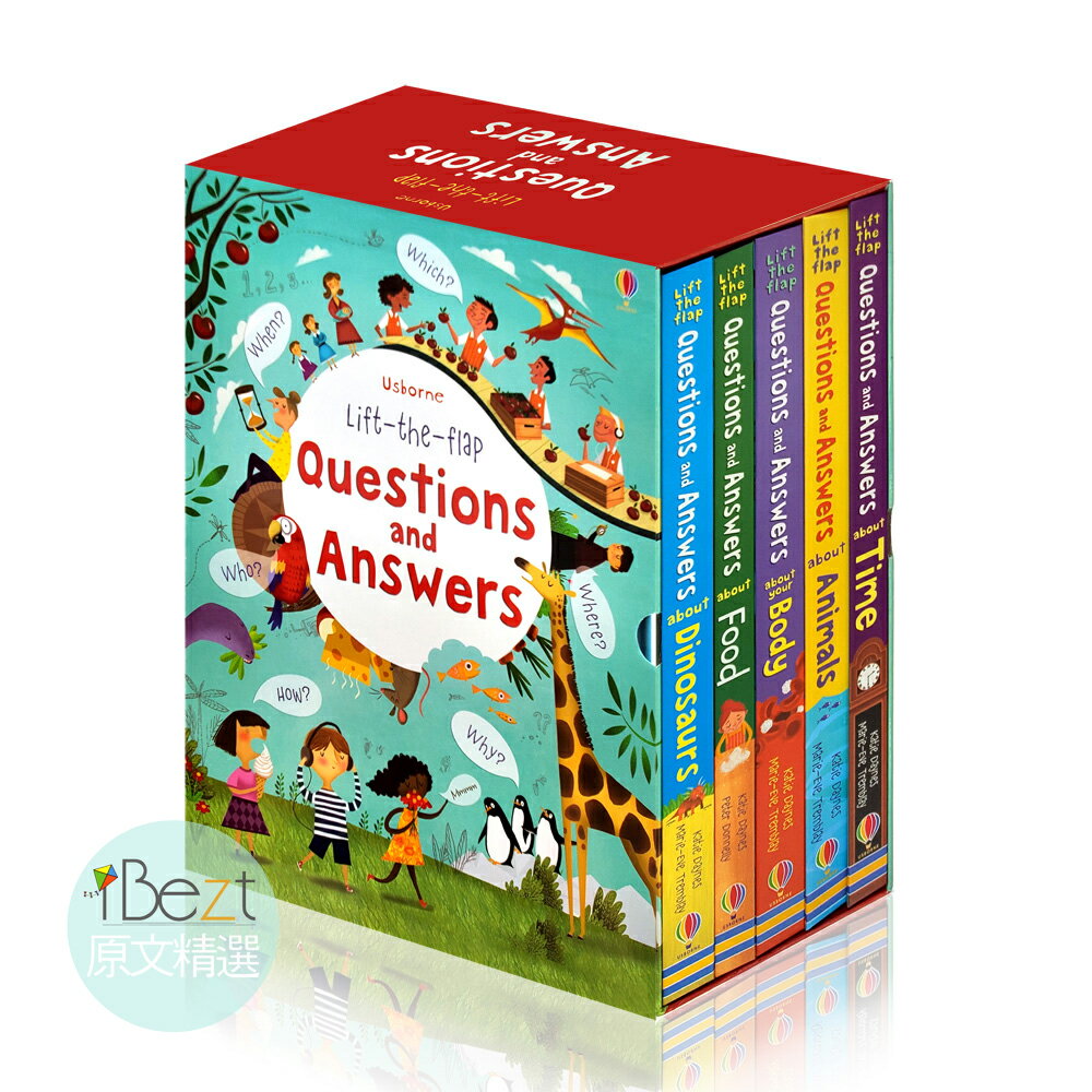 Usborne Lift-the-flap Question And Answers Box Set(5 Books) | 翻翻書 | 機關 | 進口 | 原文 | 恐龍 | 食物 | 身體 | 時間 | 動物 | 套書 | 1
