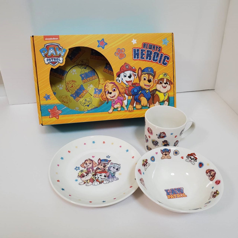 汪汪隊立大功 - 陶瓷餐具3件組 (贈汪汪隊防水姓名貼1張)