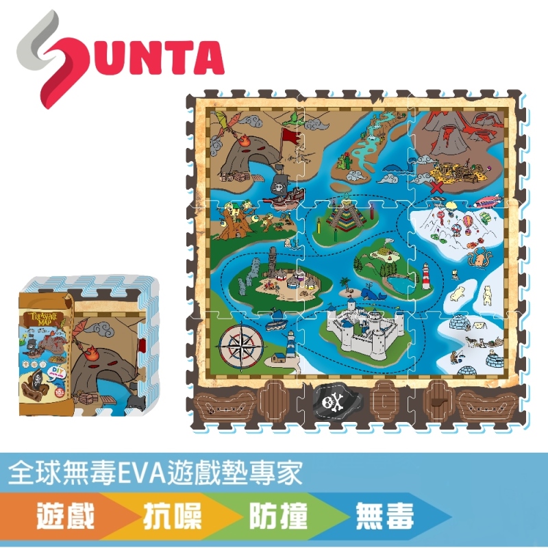Sunta - 立體印圖拼接墊-冒險海盜 (32x32cm)-9片