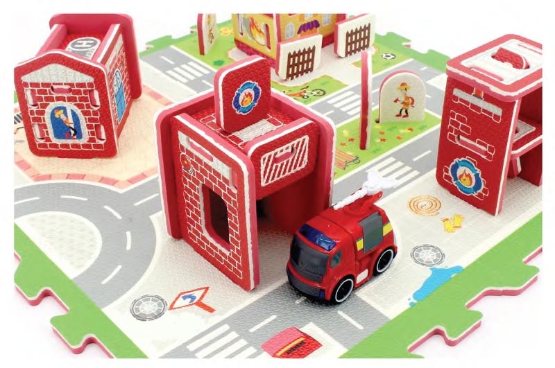 Sunta - 立體印圖拼接墊-神氣消防局 (32x32cm)-4片+配件