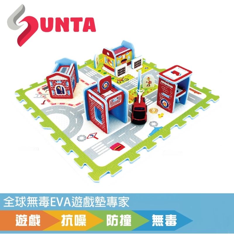 Sunta - 立體印圖拼接墊-神氣消防局 (32x32cm)-4片+配件