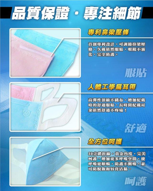 自在科技 - 成人3D立體3層口罩-顏色隨機 (XL)-50片/盒