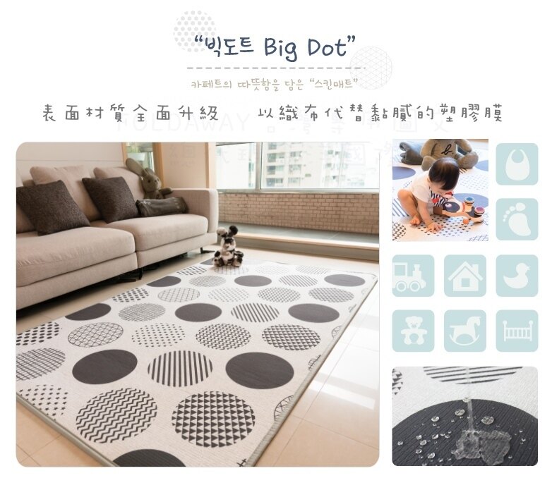 韓國 Foldaway - SKIN爬行墊-小-Big Dot 活潑圓點 (200x140cm)
