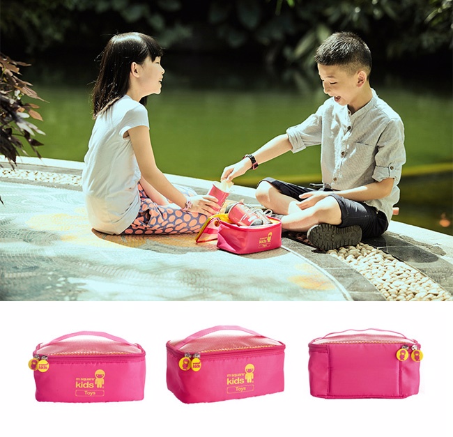 m square - kids 多功能手提包-螢光粉