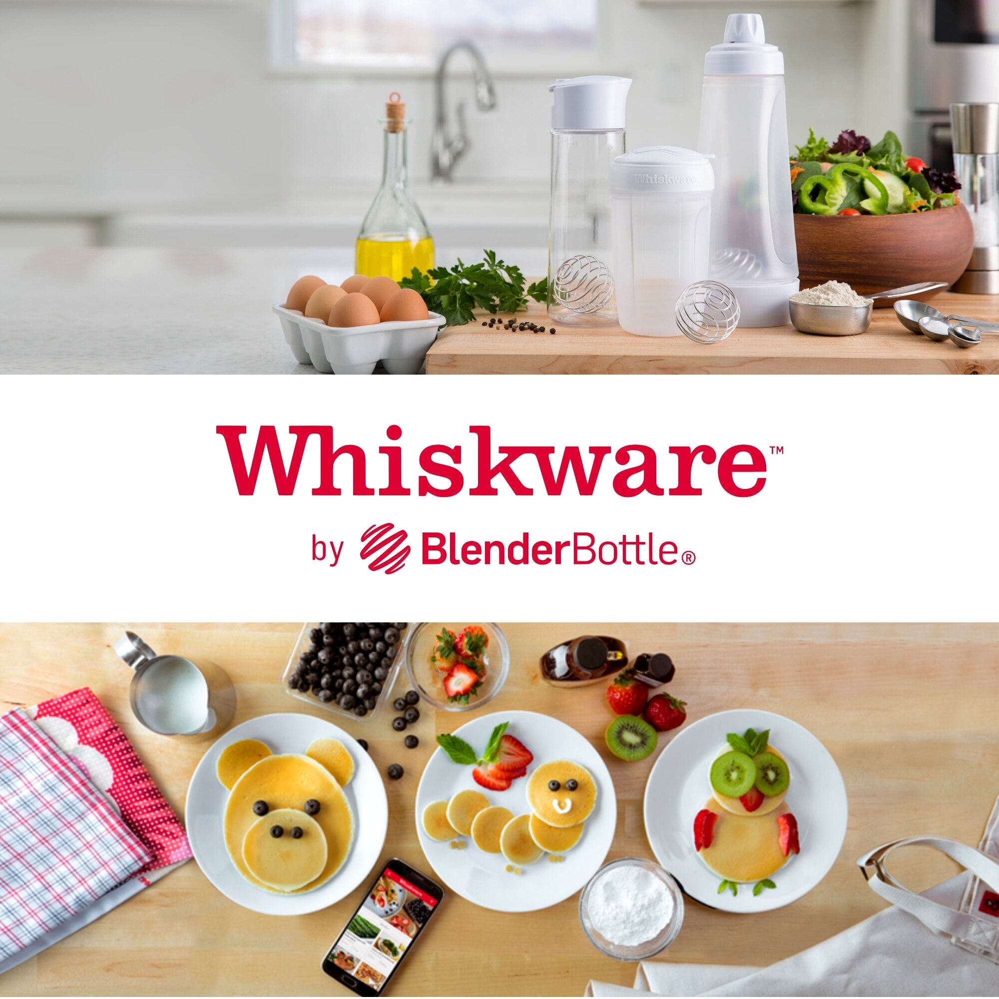 美國 Whiskware 惠食樂 - 手搖鬆餅攪拌瓶 (1065ml)