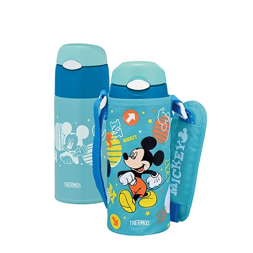 Thermos 膳魔師 - 不鏽鋼真空吸管保冷瓶 (附背帶)-迪士尼米奇 (FHL-400FDS-LB)-400ml