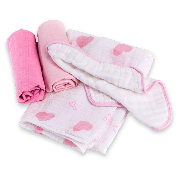 加拿大 lulujo - 嬰兒包巾禮盒組-愛心