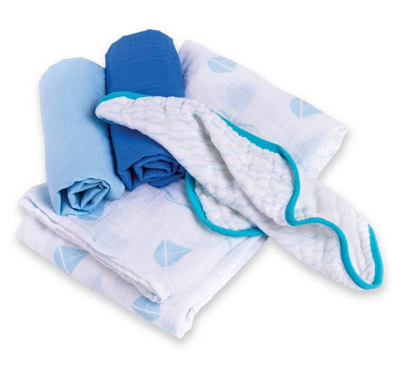 加拿大 lulujo - 嬰兒包巾禮盒組-帆船