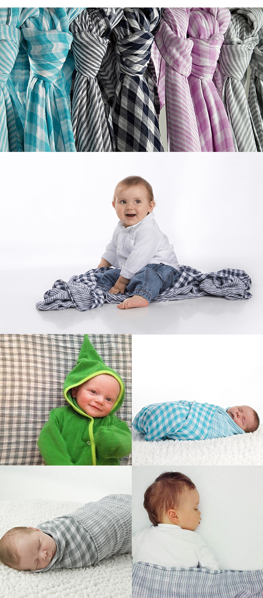 加拿大 lulujo - 嬰兒雙面包巾-條紋/格紋-粉色