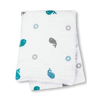 加拿大 lulujo - 嬰兒包巾-彩色鯨魚