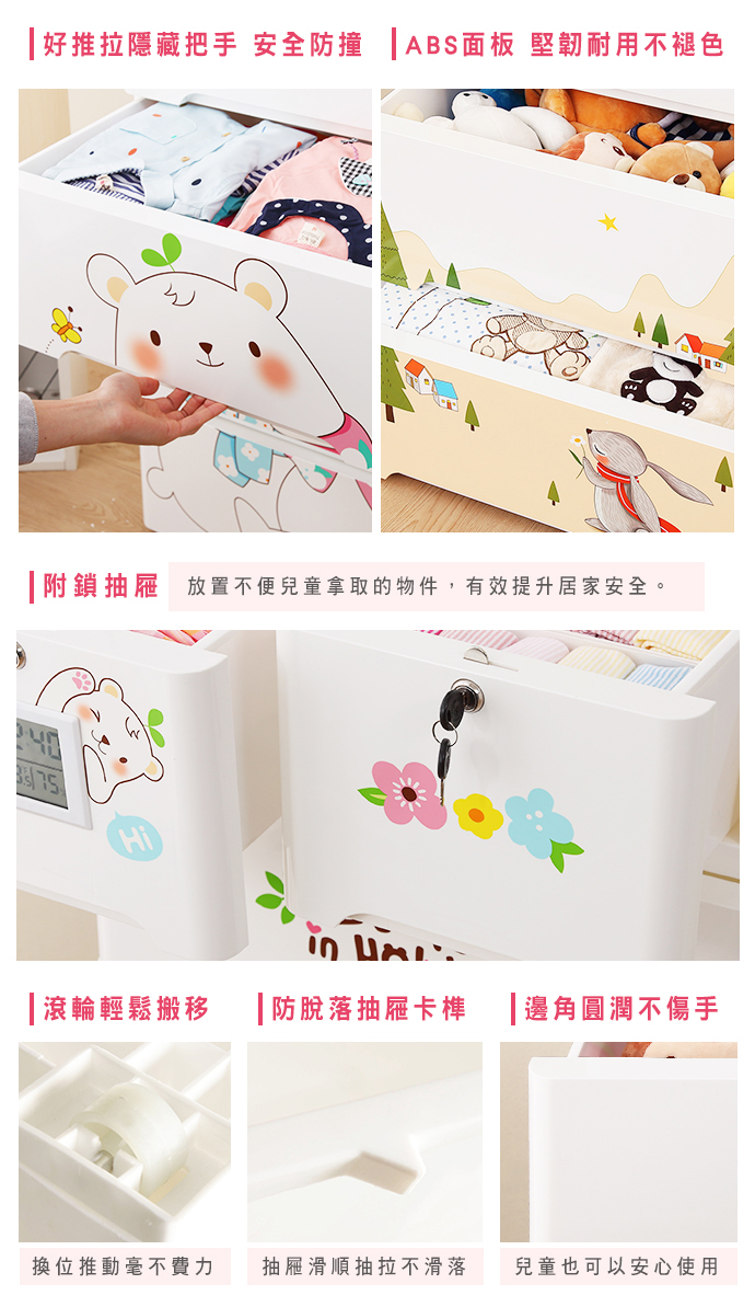 家窩 - 薇樂溫濕感測收納櫃(DIY組裝)-動物派對-單層30L*5層