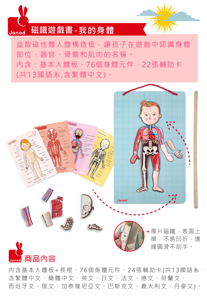 法國Janod - 【熱賣】磁鐵遊戲書-我的身體
