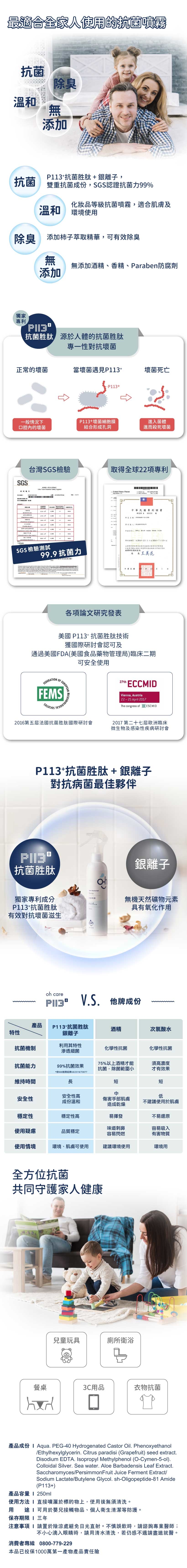 oh care 歐克威爾 - 抗菌噴霧-250ml