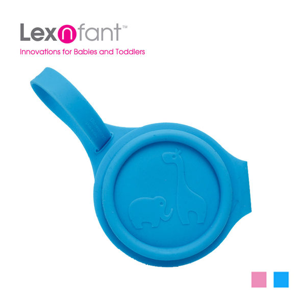 Lexngo - 矽膠摺疊奶嘴收納盒(可蒸氣消毒)-藍色-9.3x5.7cm / 摺疊高 2.5cm