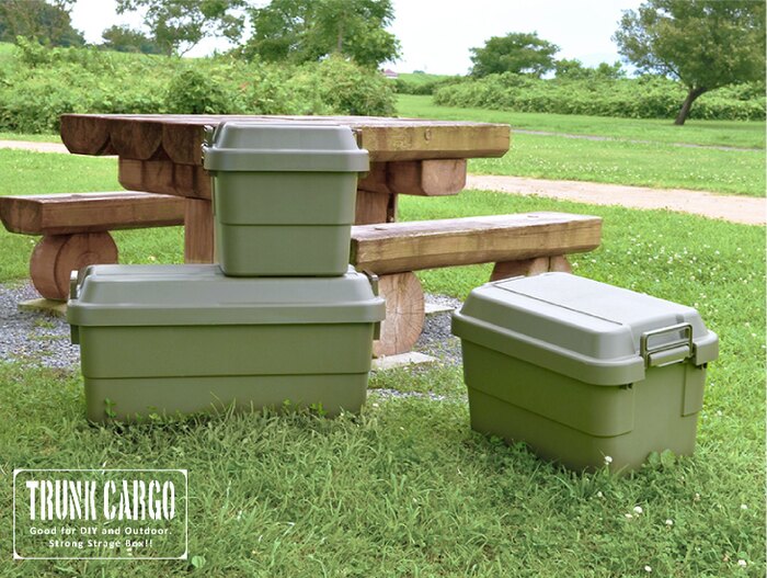 日本 RISU - TRUNK CARGO 多功能環保耐重收納箱-軍綠色-50L