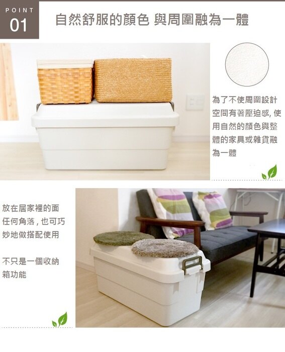 日本 RISU - TRUNK CARGO 多功能環保耐重收納箱-白色-70L