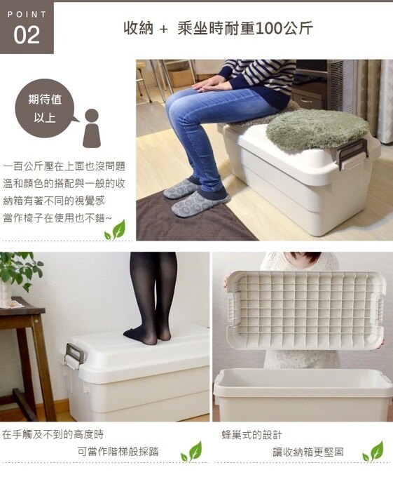 日本 RISU - TRUNK CARGO 多功能環保耐重收納箱-白色-70L