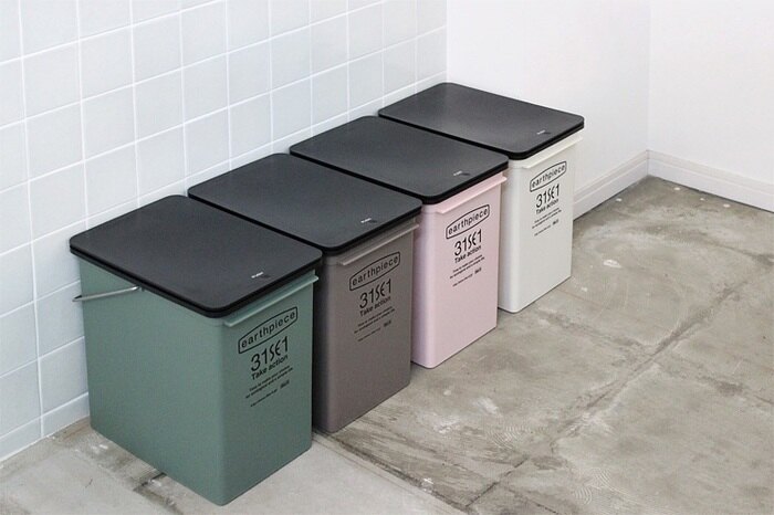 日本 like-it - earthpiece 上蓋按壓式可堆疊垃圾桶-粉紅色-17L