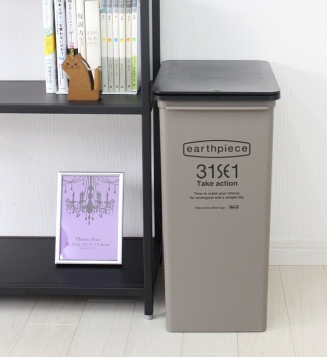 日本 LIKE IT - earthpiece 上蓋按壓式可堆疊垃圾桶-粉紅色-25L