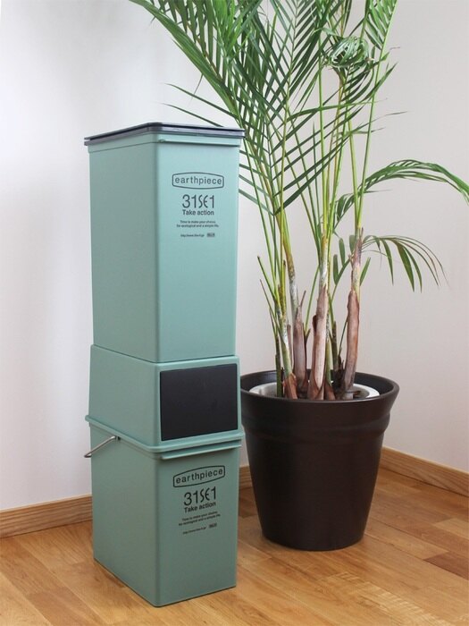 日本 LIKE IT - earthpiece 上蓋按壓式可堆疊垃圾桶-粉紅色-25L