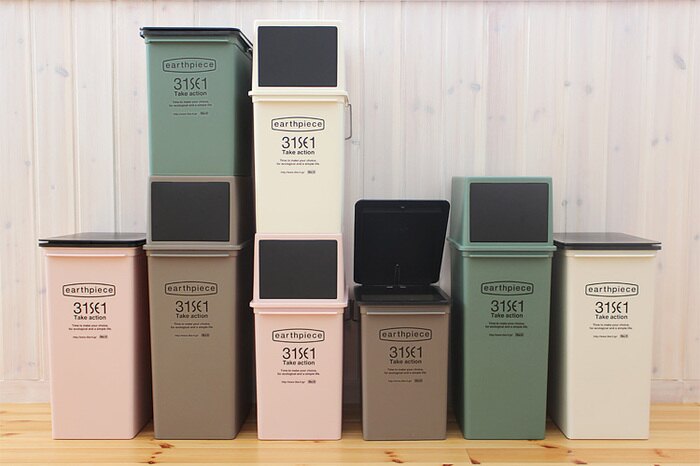 日本 like-it - earthpiece 前開式可堆疊垃圾桶-深棕色-25L