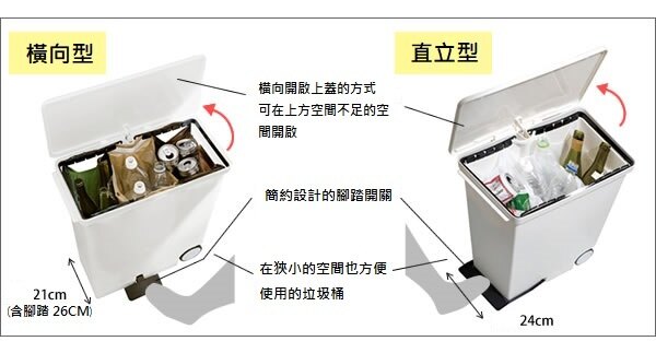 日本 like-it - 直立式分類垃圾桶-深棕色-33L
