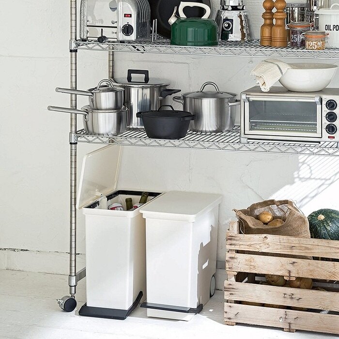 日本 LIKE IT - 直立式分類垃圾桶-深棕色-25L