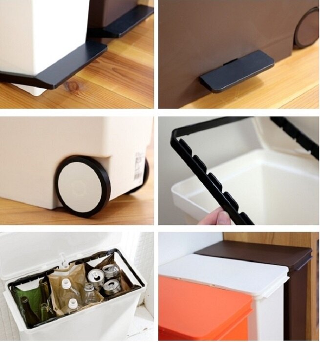 日本 LIKE IT - 直立式分類垃圾桶-深棕色-25L