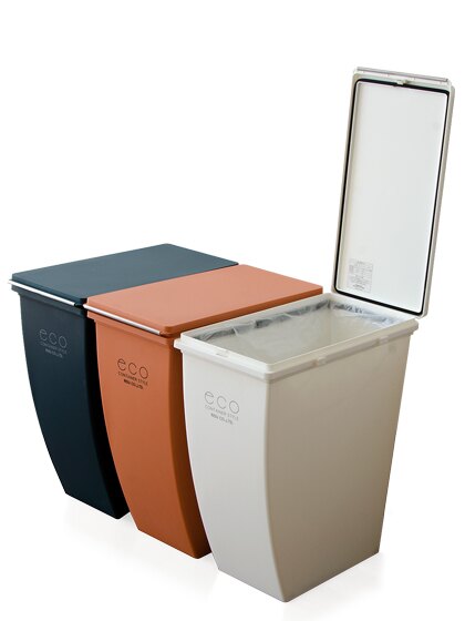 日本 eco container style - 簡約造型垃圾桶-黃色-21L