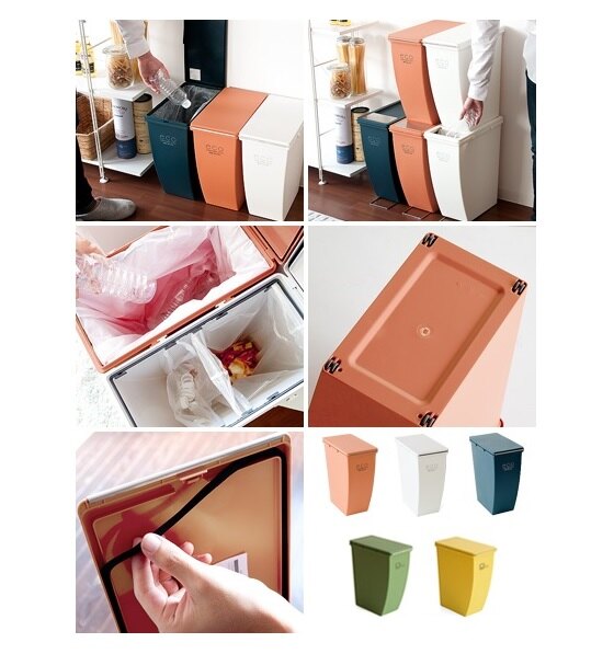 日本 eco container style - 簡約造型垃圾桶-黃色-21L