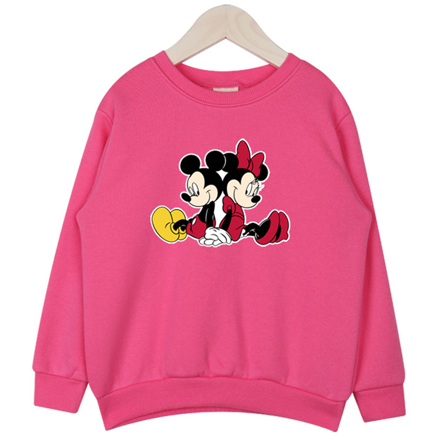 迪士尼裏起毛印花T-背靠背米奇米妮-桃粉 (110號)