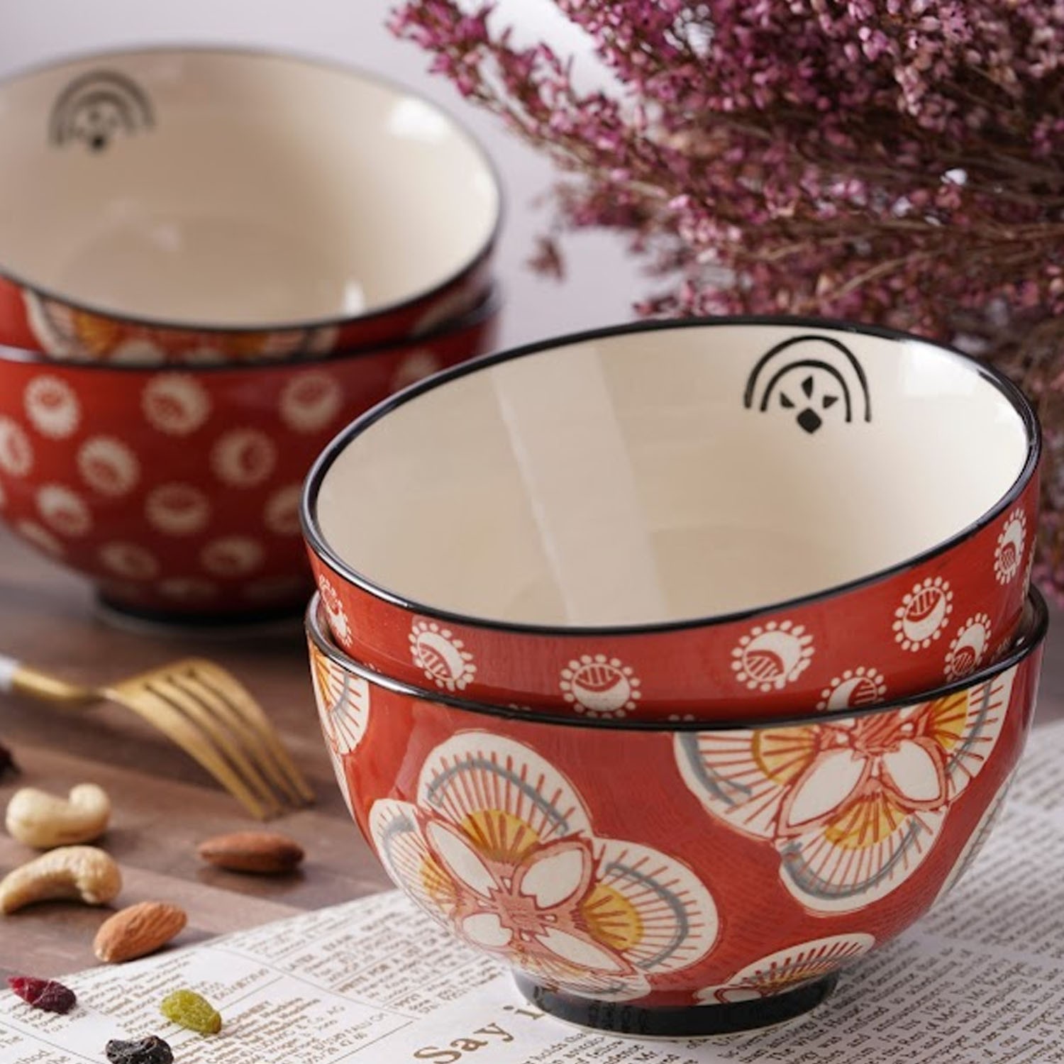 花磚小餐碗系列-磚紅色 (11.5x6.5cm)-2入