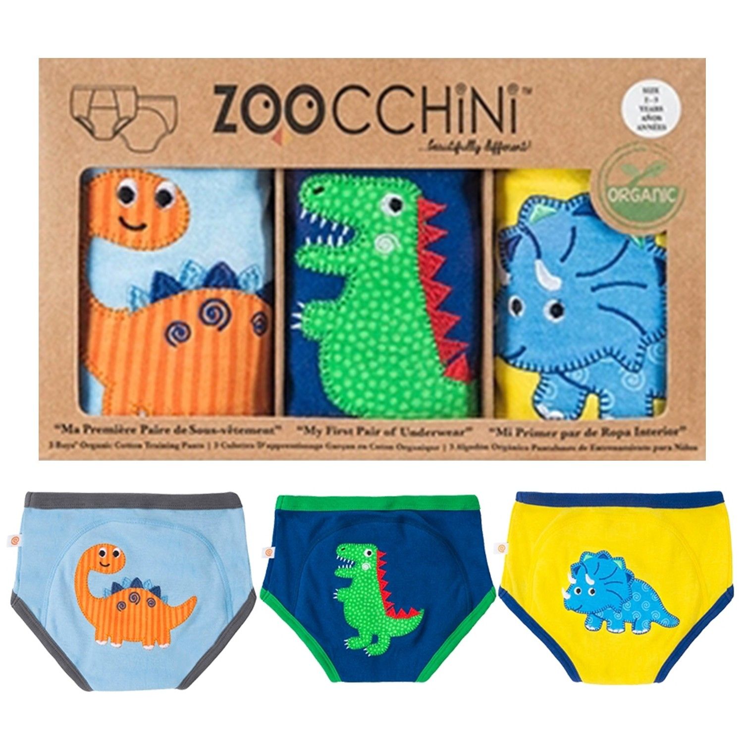 100%有機棉侏儸紀公園學習褲3入-男 (2-3y)